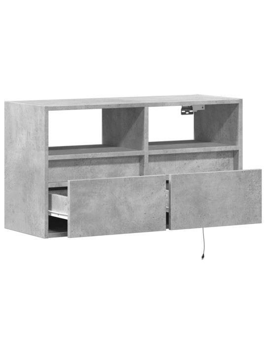 Nástěnná TV skříňka s LED osvětlením betonově šedá 80x31x45 cm