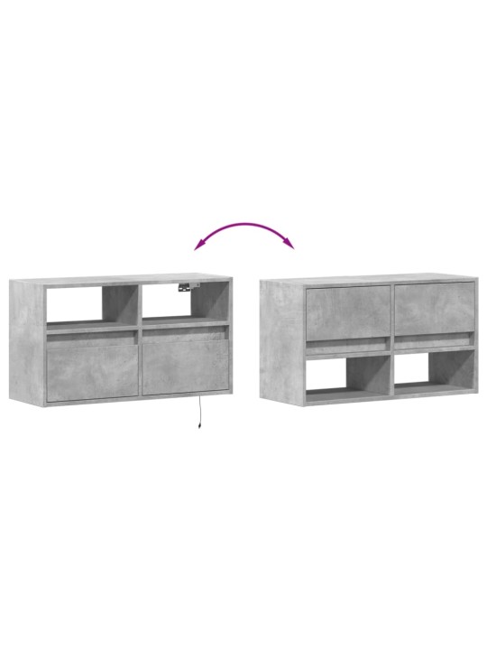 Nástěnná TV skříňka s LED osvětlením betonově šedá 80x31x45 cm