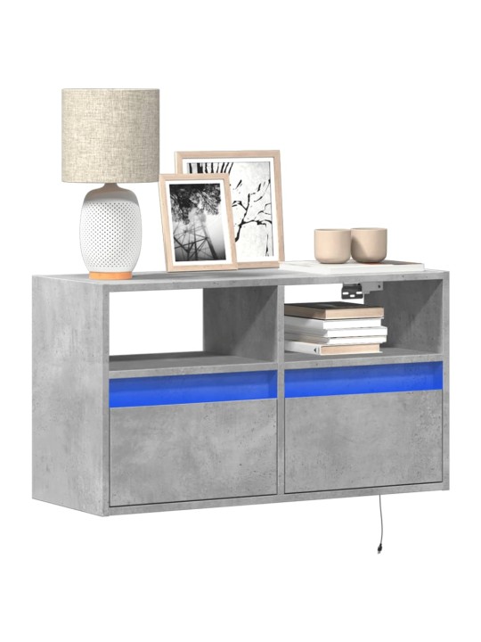 Nástěnná TV skříňka s LED osvětlením betonově šedá 80x31x45 cm