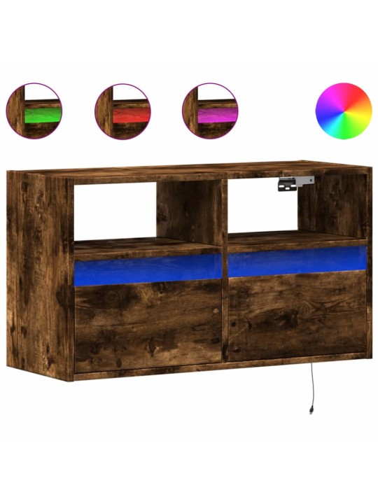 Nástěnná tv skříňka s led osvětlením kouřový dub 80x31x45 cm