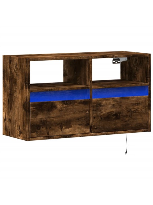 Nástěnná tv skříňka s led osvětlením kouřový dub 80x31x45 cm
