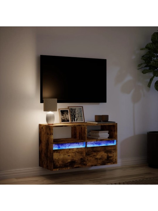 Nástěnná tv skříňka s led osvětlením kouřový dub 80x31x45 cm