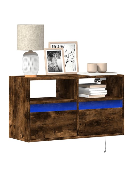 Nástěnná tv skříňka s led osvětlením kouřový dub 80x31x45 cm