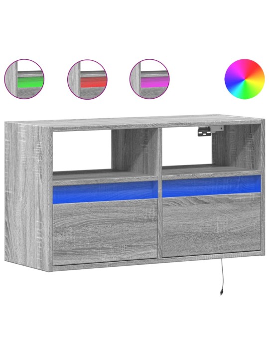 Nástěnná tv skříňka s led osvětlením šedá sonoma 80x31x45 cm