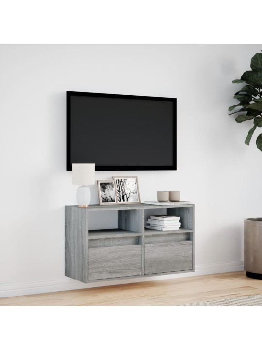 Nástěnná tv skříňka s led osvětlením šedá sonoma 80x31x45 cm