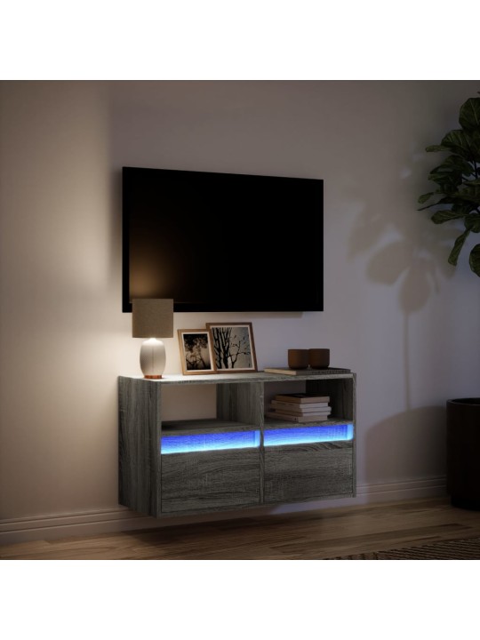 Nástěnná tv skříňka s led osvětlením šedá sonoma 80x31x45 cm