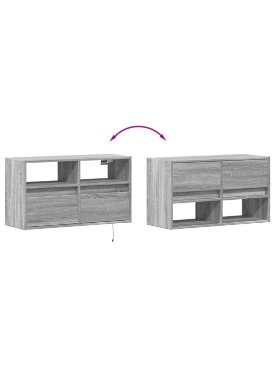 Nástěnná tv skříňka s led osvětlením šedá sonoma 80x31x45 cm