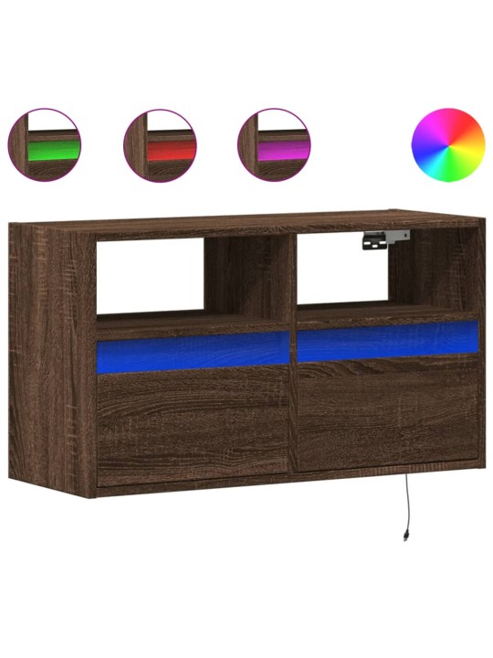 Nástěnná tv skříňka s led osvětlením hnědý dub 80 x 31 x 45 cm