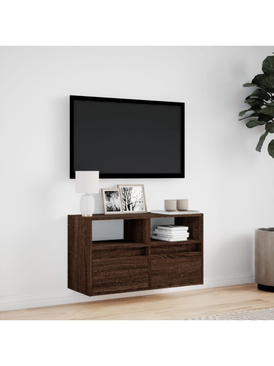 Nástěnná tv skříňka s led osvětlením hnědý dub 80 x 31 x 45 cm