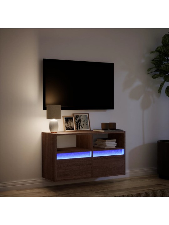 Nástěnná tv skříňka s led osvětlením hnědý dub 80 x 31 x 45 cm