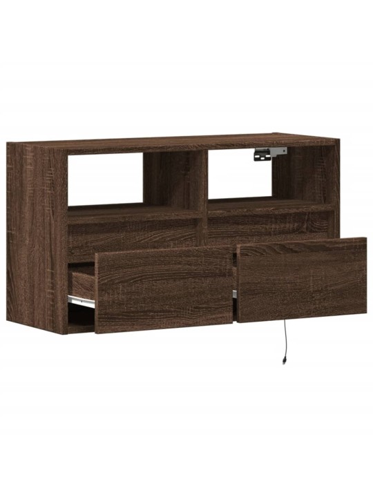 Nástěnná tv skříňka s led osvětlením hnědý dub 80 x 31 x 45 cm
