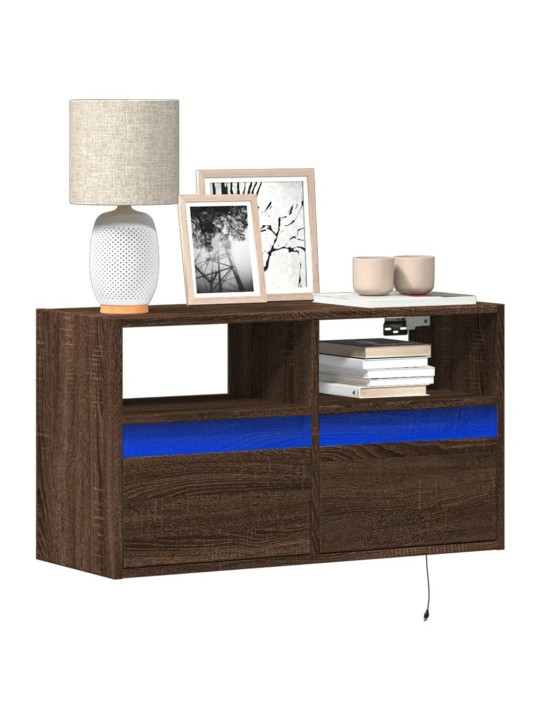 Nástěnná tv skříňka s led osvětlením hnědý dub 80 x 31 x 45 cm