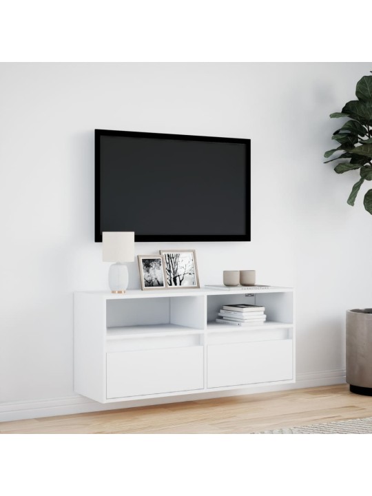 Nástěnná TV skříňka s LED osvětlením bílá 100 x 31 x 45 cm