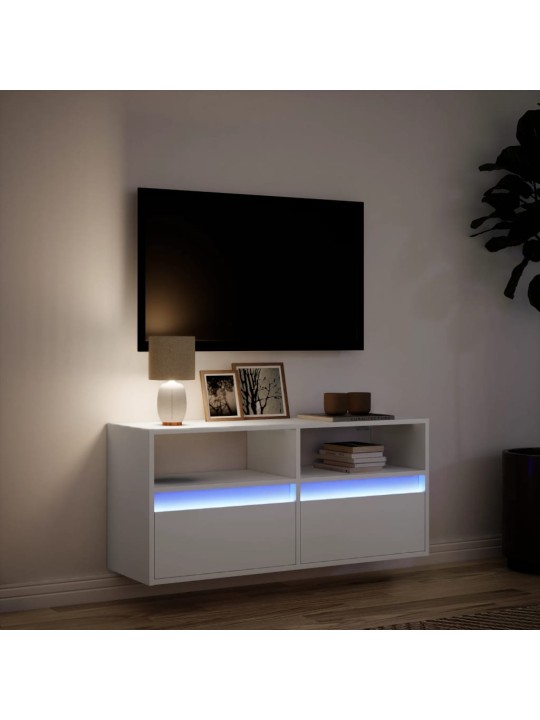 Nástěnná TV skříňka s LED osvětlením bílá 100 x 31 x 45 cm