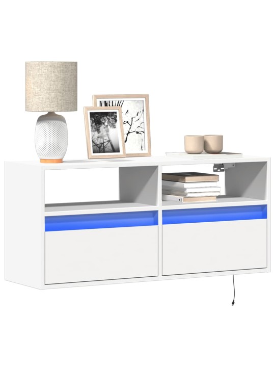 Nástěnná TV skříňka s LED osvětlením bílá 100 x 31 x 45 cm