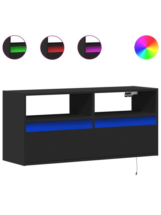 Nástěnná TV skříňka s LED osvětlením černá 100 x 31 x 45 cm