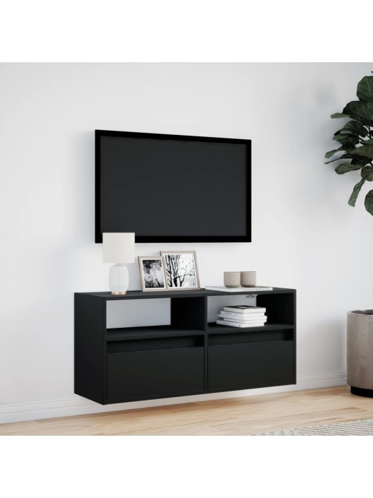 Nástěnná TV skříňka s LED osvětlením černá 100 x 31 x 45 cm