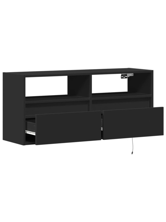 Nástěnná TV skříňka s LED osvětlením černá 100 x 31 x 45 cm
