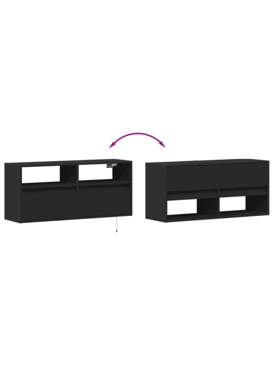 Nástěnná TV skříňka s LED osvětlením černá 100 x 31 x 45 cm