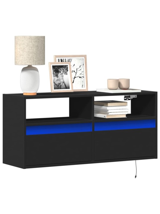 Nástěnná TV skříňka s LED osvětlením černá 100 x 31 x 45 cm