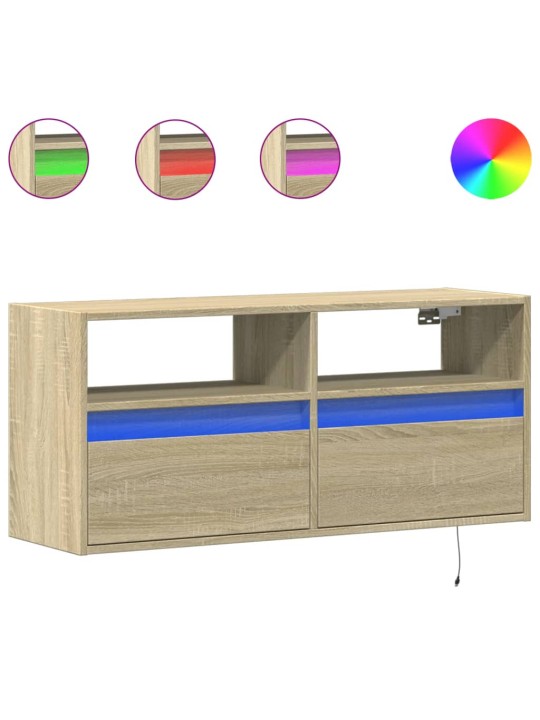 Nástěnná TV skříňka s LED osvětlením dub sonoma 100x31x45 cm