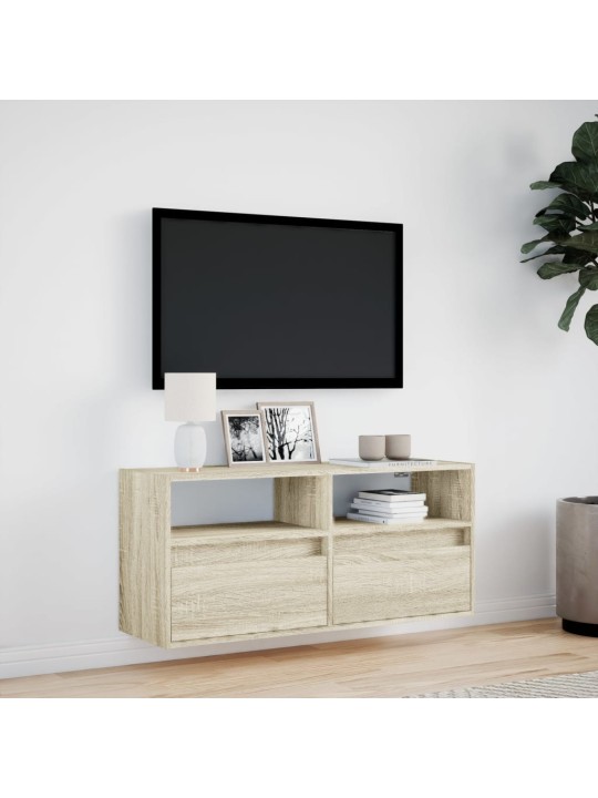 Nástěnná TV skříňka s LED osvětlením dub sonoma 100x31x45 cm