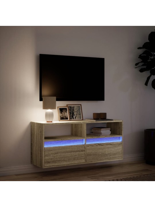 Nástěnná TV skříňka s LED osvětlením dub sonoma 100x31x45 cm