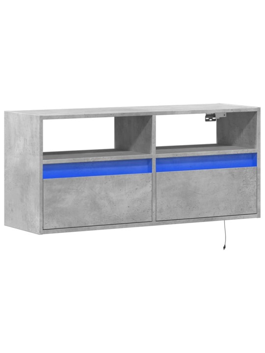 Nástěnná TV skříňka s LED osvětlením betonově šedá 100x31x45 cm
