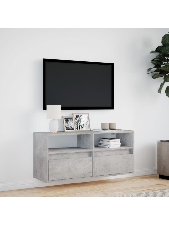 Nástěnná TV skříňka s LED osvětlením betonově šedá 100x31x45 cm