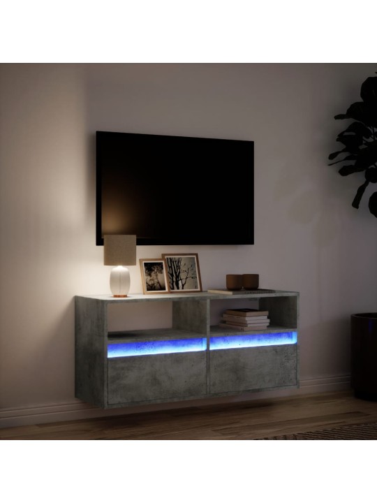 Nástěnná TV skříňka s LED osvětlením betonově šedá 100x31x45 cm