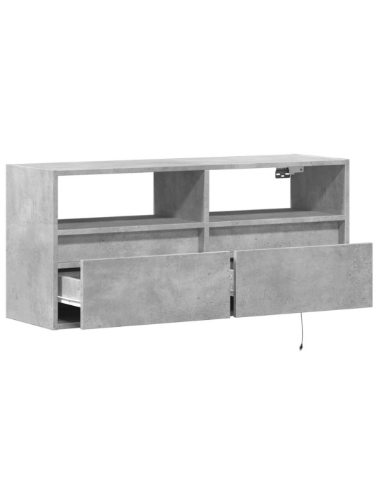 Nástěnná TV skříňka s LED osvětlením betonově šedá 100x31x45 cm