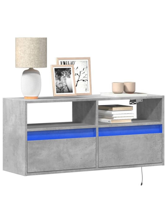 Nástěnná TV skříňka s LED osvětlením betonově šedá 100x31x45 cm
