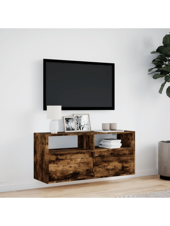 Nástěnná tv skříňka s led osvětlením kouřový dub 100x31x45 cm