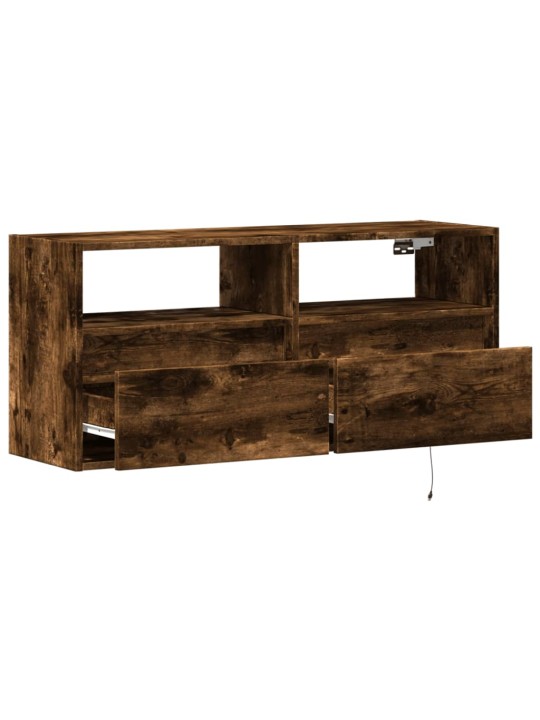 Nástěnná tv skříňka s led osvětlením kouřový dub 100x31x45 cm