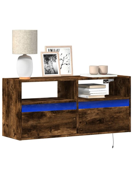 Nástěnná tv skříňka s led osvětlením kouřový dub 100x31x45 cm