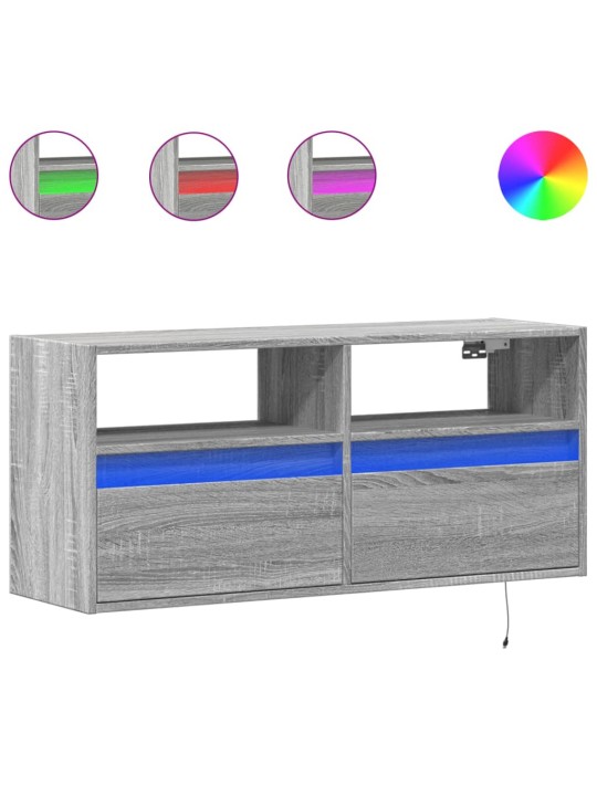 Nástěnná tv skříňka s led osvětlením šedá sonoma 100x31x45 cm