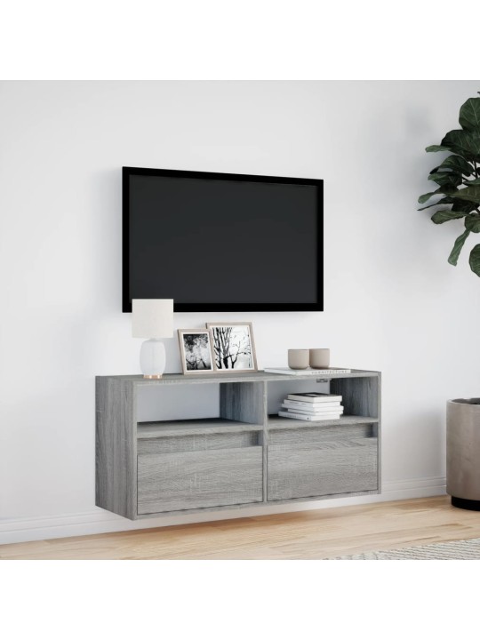Nástěnná tv skříňka s led osvětlením šedá sonoma 100x31x45 cm