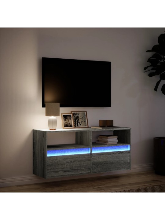 Nástěnná tv skříňka s led osvětlením šedá sonoma 100x31x45 cm