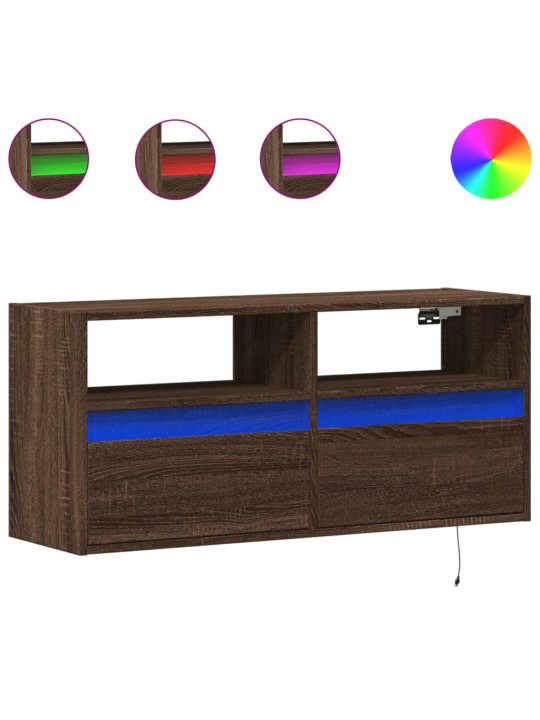 Nástěnná tv skříňka s led osvětlením hnědý dub 100 x 31 x 45 cm