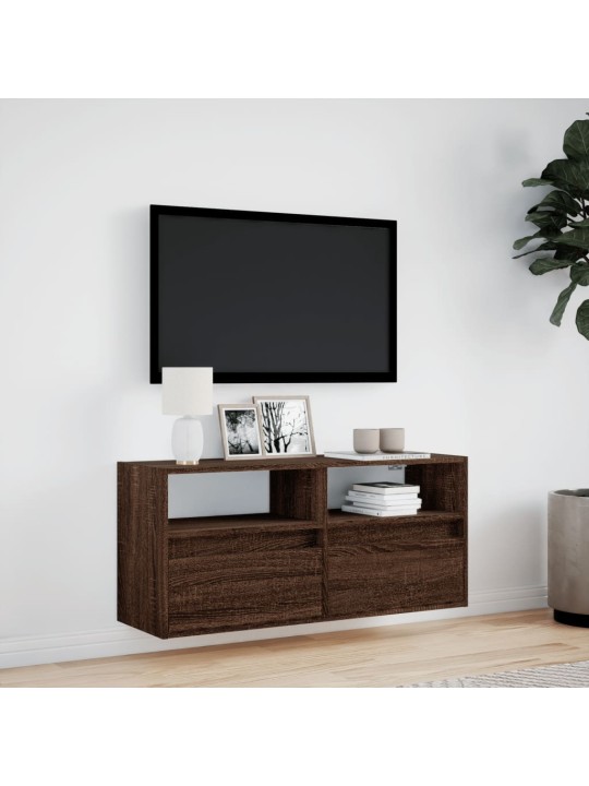 Nástěnná tv skříňka s led osvětlením hnědý dub 100 x 31 x 45 cm