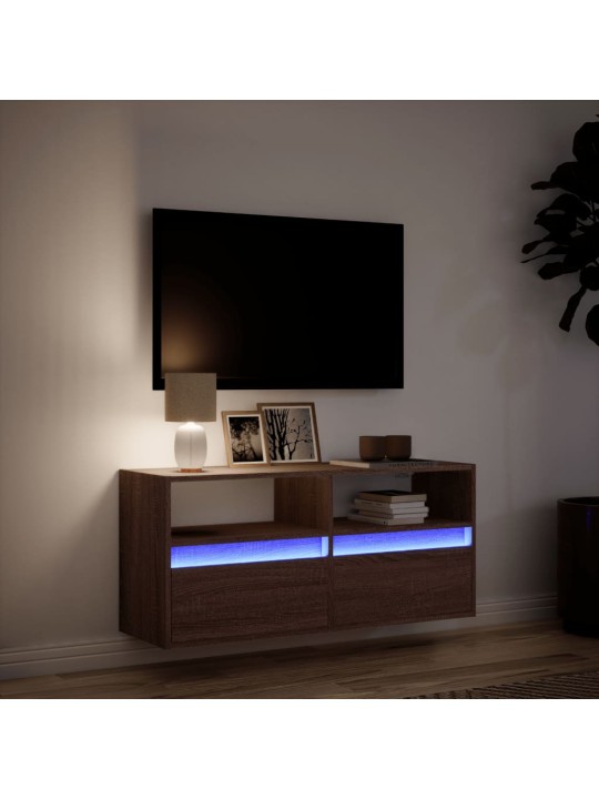 Nástěnná tv skříňka s led osvětlením hnědý dub 100 x 31 x 45 cm