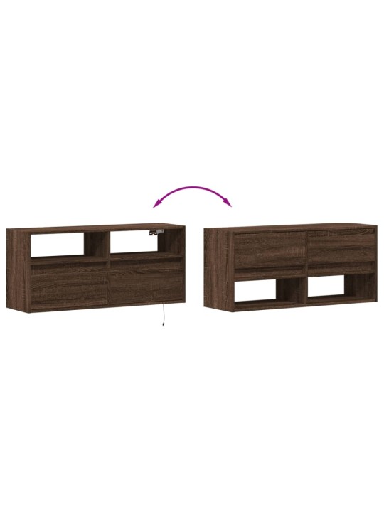 Nástěnná tv skříňka s led osvětlením hnědý dub 100 x 31 x 45 cm