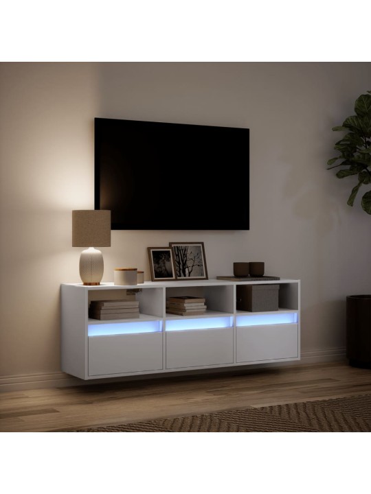 Nástěnná TV skříňka s LED osvětlením bílá 130 x 31 x 45 cm