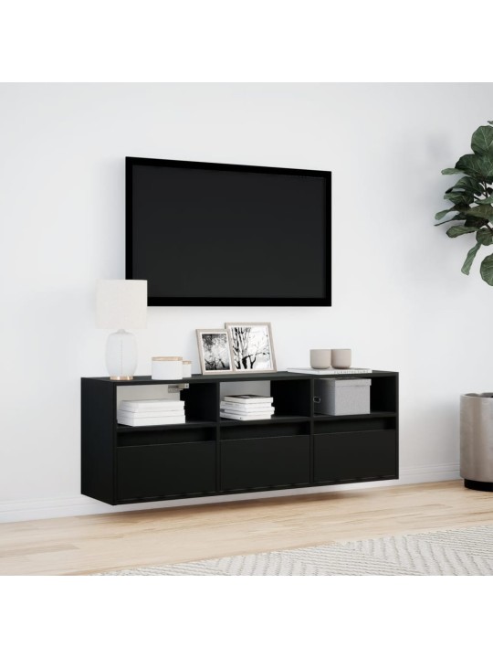 Nástěnná TV skříňka s LED osvětlením černá 130 x 31 x 45 cm