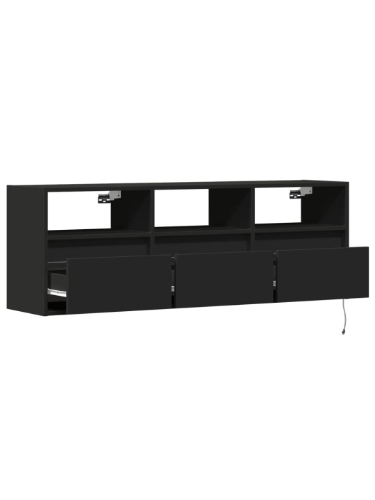 Nástěnná TV skříňka s LED osvětlením černá 130 x 31 x 45 cm