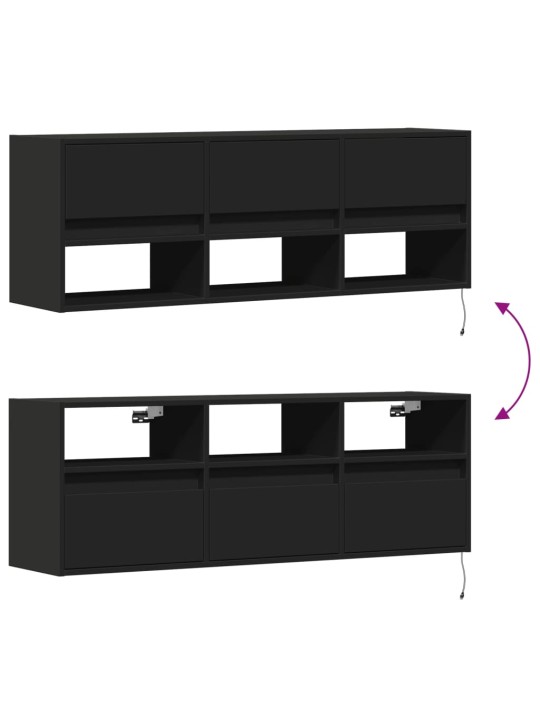 Nástěnná TV skříňka s LED osvětlením černá 130 x 31 x 45 cm