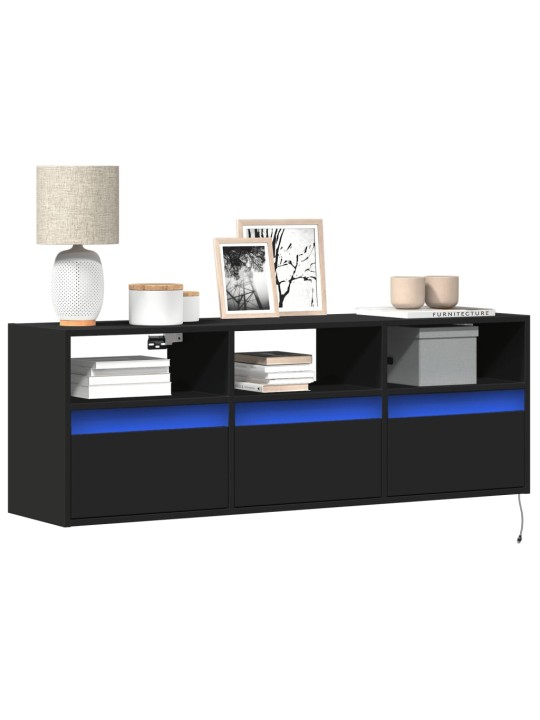 Nástěnná TV skříňka s LED osvětlením černá 130 x 31 x 45 cm