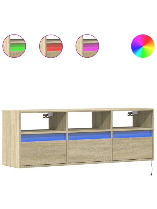 Nástěnná TV skříňka s LED osvětlením dub sonoma 130x31x45 cm