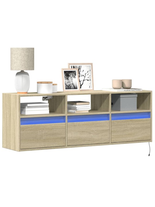 Nástěnná TV skříňka s LED osvětlením dub sonoma 130x31x45 cm