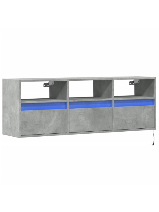 Nástěnná TV skříňka s LED osvětlením betonově šedá 130x31x45 cm